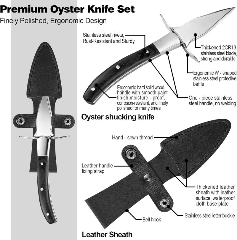 QUMMFA Professional Oyster Shucking Knife, 2CR13 Stainless Steel Oyster Knife, Sturdy Sharpness Opener for All Kinds of Shells, and Level 5 Cut Resistant Glove (XL) - Image 3